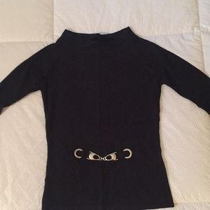 Sabrina Neck Black Knit Sweater